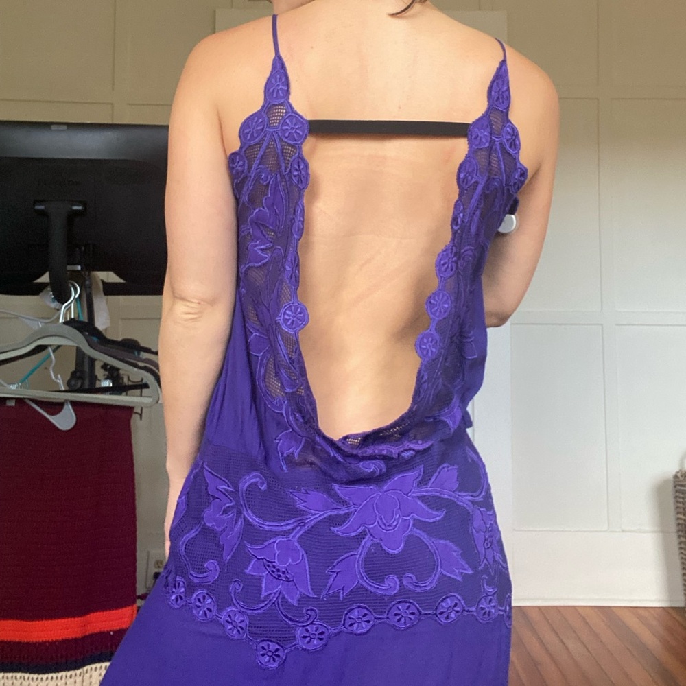 Free people embroidered maxi dress with low back and slits